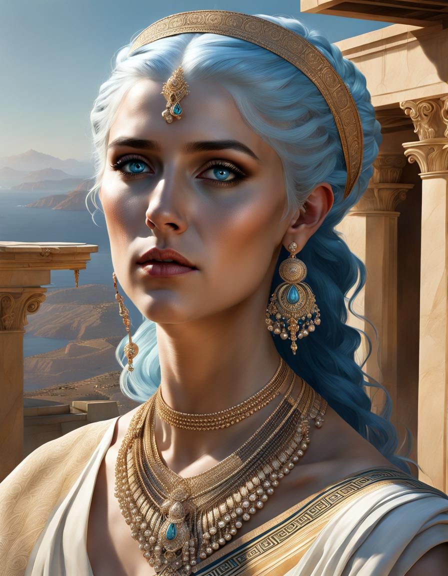 Sylphen Maid in Ancient Greece, Watercolor Style