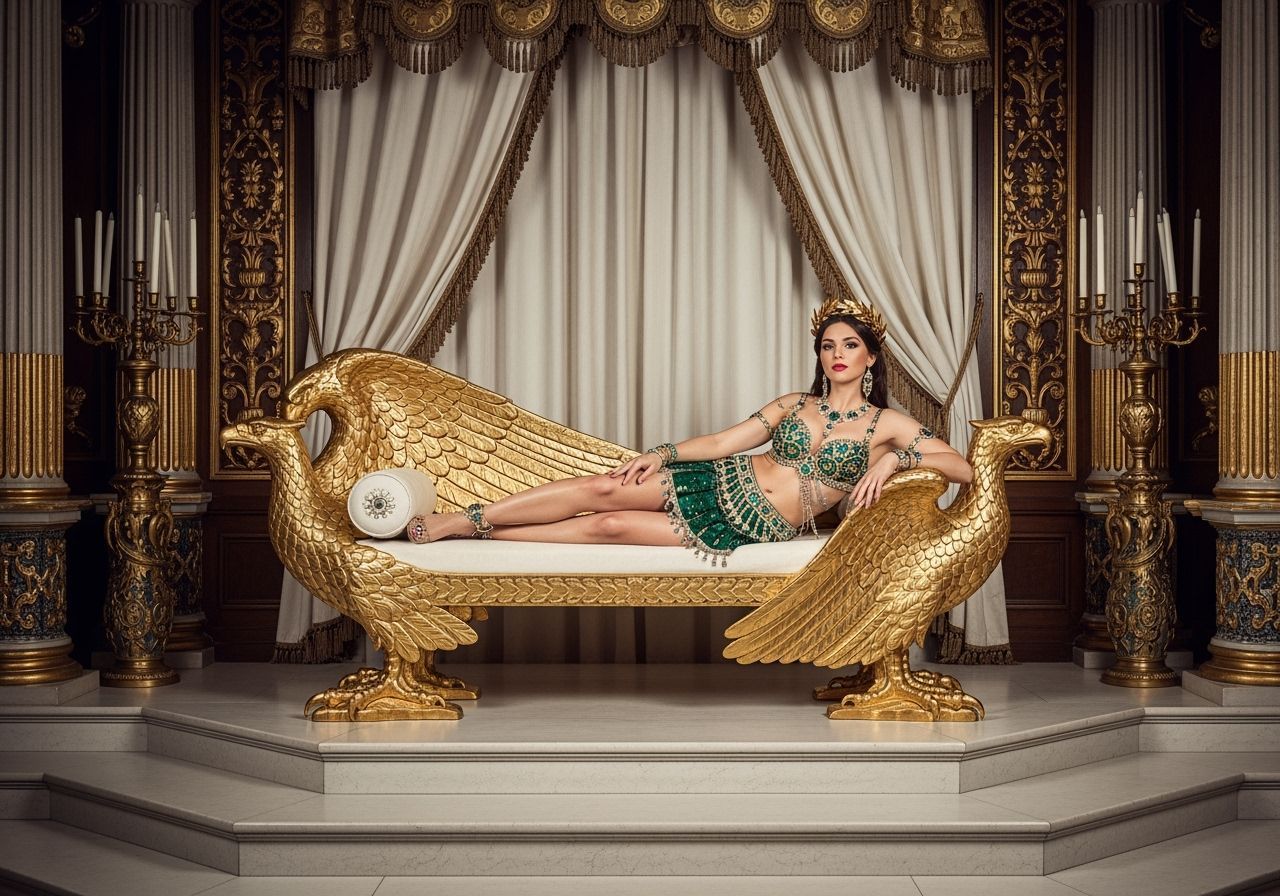 Roman Empress on Eagle Throne in Opulent Throne Room