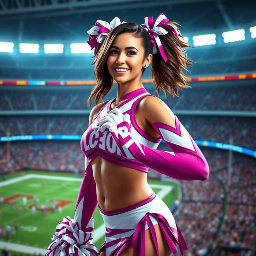 Stunning European Cheerleader in Superbowl Stadium