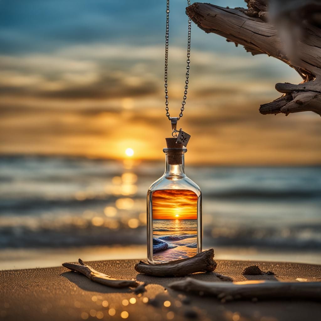 Sunset Beach Treasure: Necklace on Driftwood