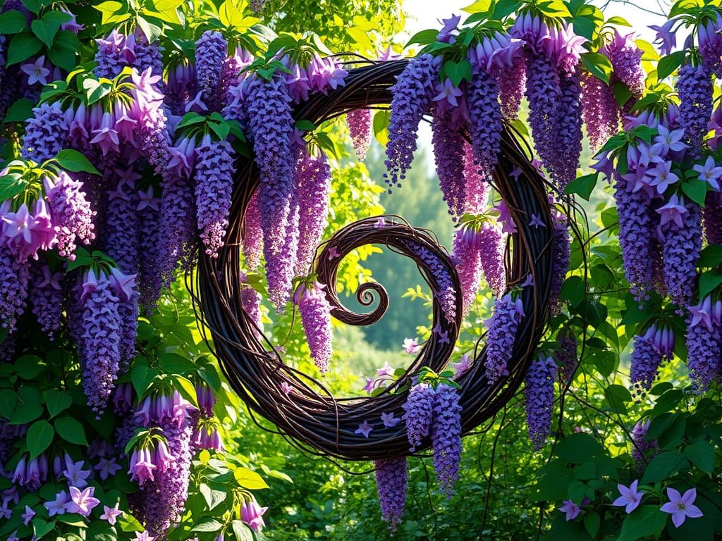 Ethereal Landscape of Interconnected 8-Shaped Vines in Vibra...