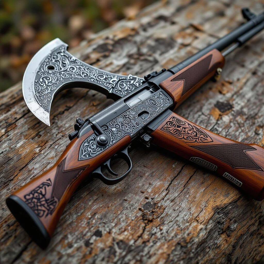 Hand Axe Rifle in Dark Fantasy Style