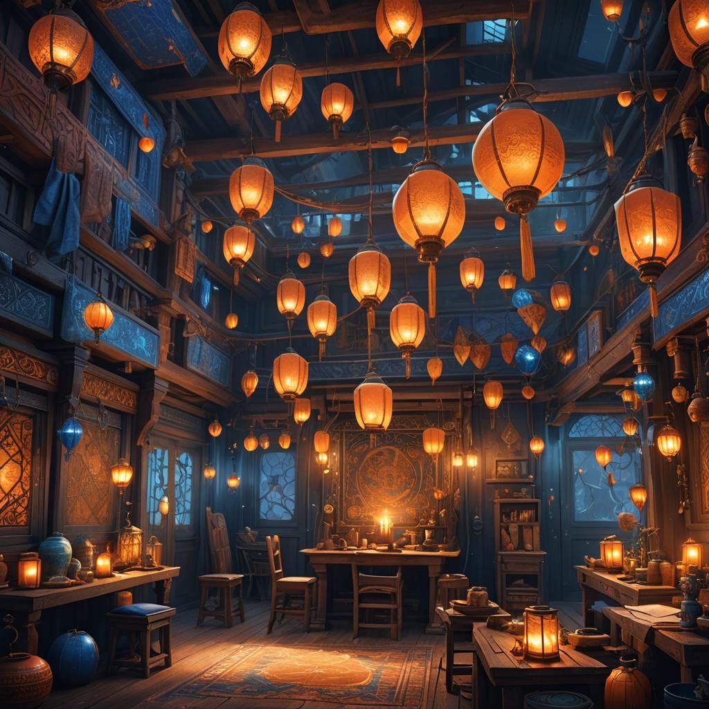 Fantastical Creation in Workshop with Lanterns
