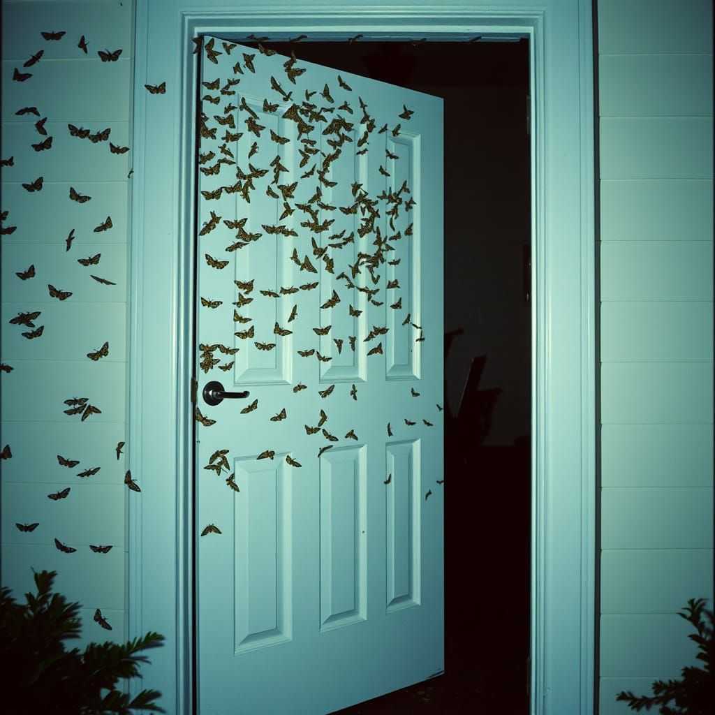 Moth Infestation at Night: Vintage Film Aesthetic