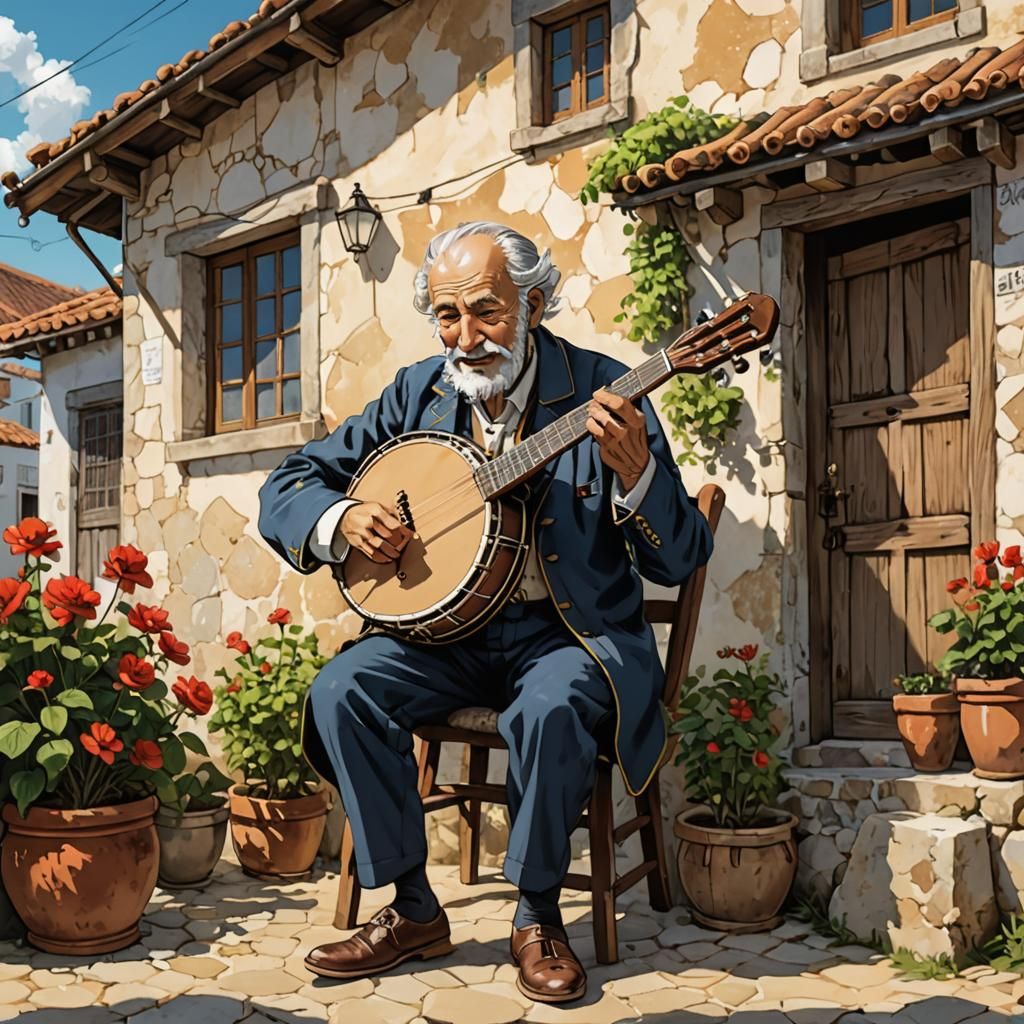 Portuguese Man Plays Banjo in Anime Style