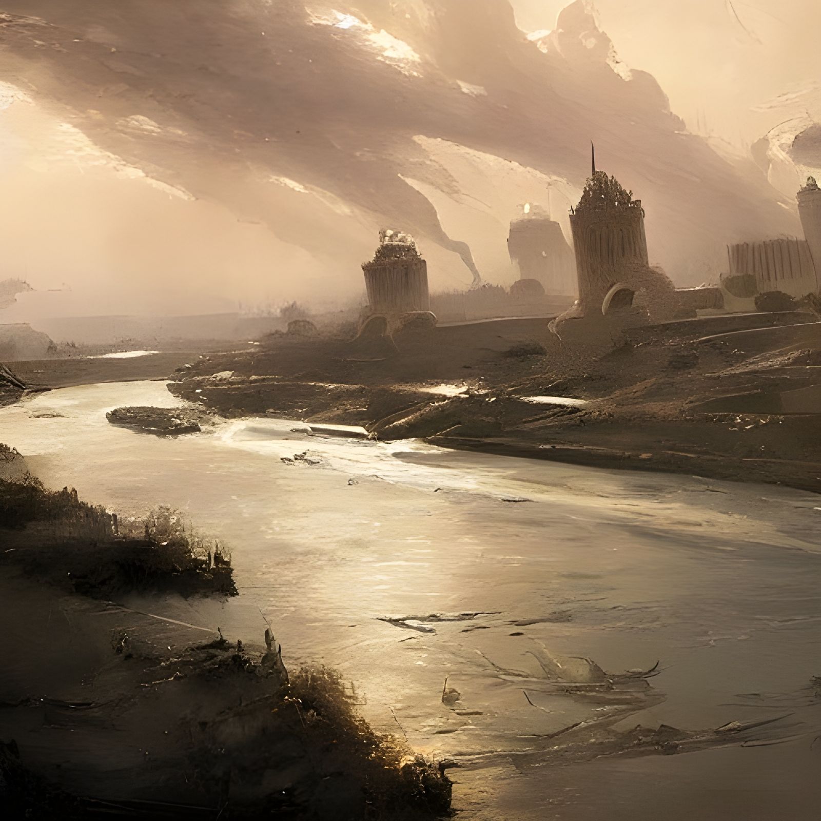 Sinister Rivers Tigris and Euphrates near Ashur