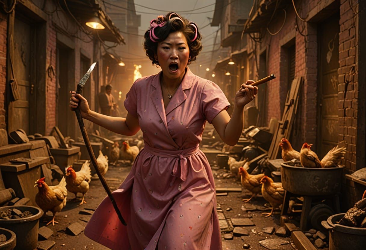 Fierce Landlady Fights Anthropomorphic Animals with Axe