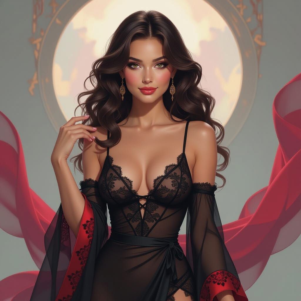 Striking Woman in Eerie Fantasy Art Style