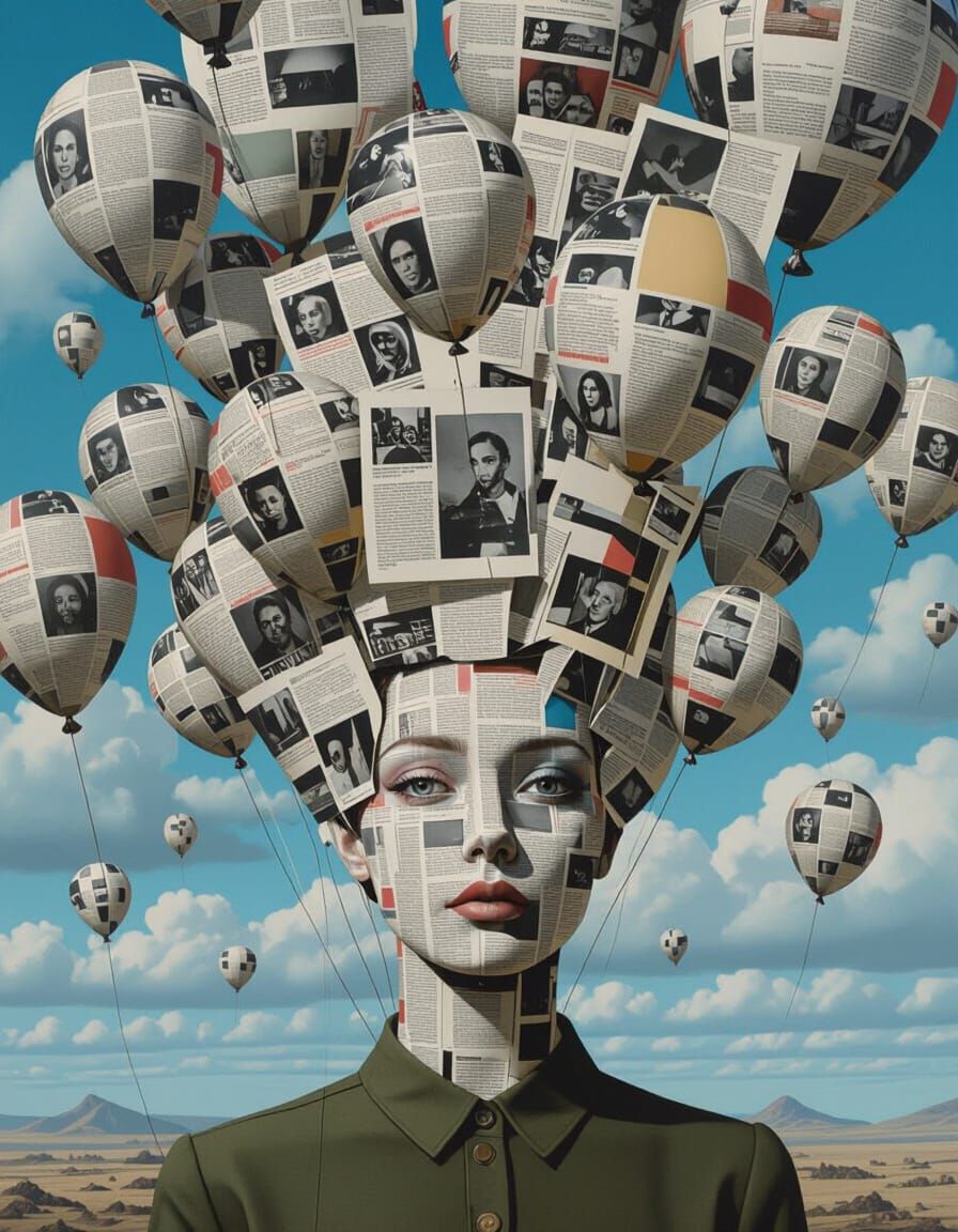 Post-Apocalyptic Dreamscape with Newspaper Balloons