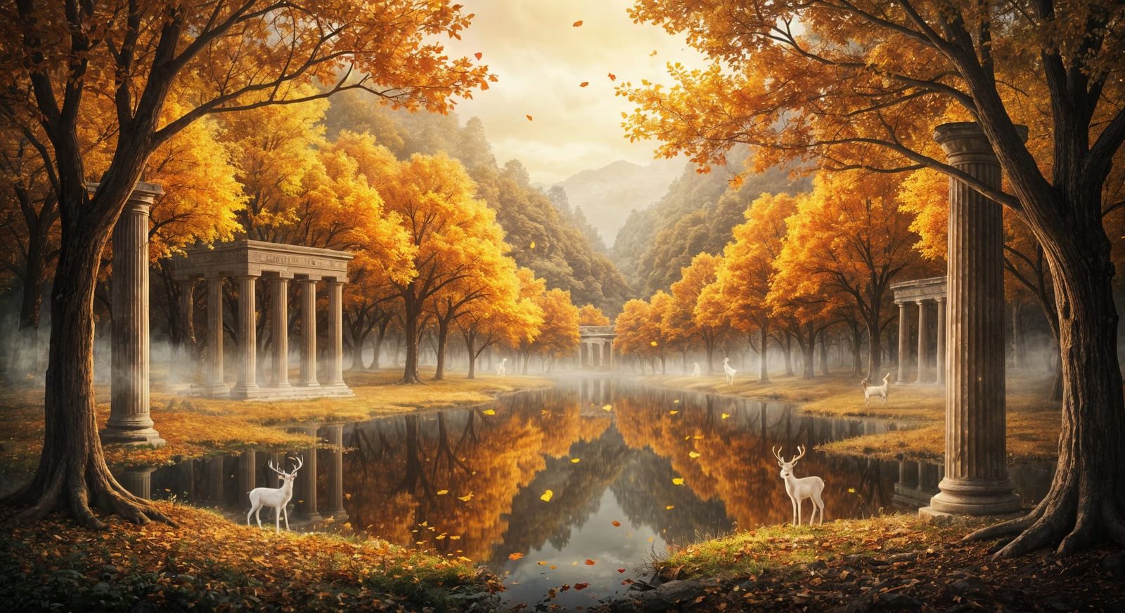 Enchanted City of Autumn in Golden Light