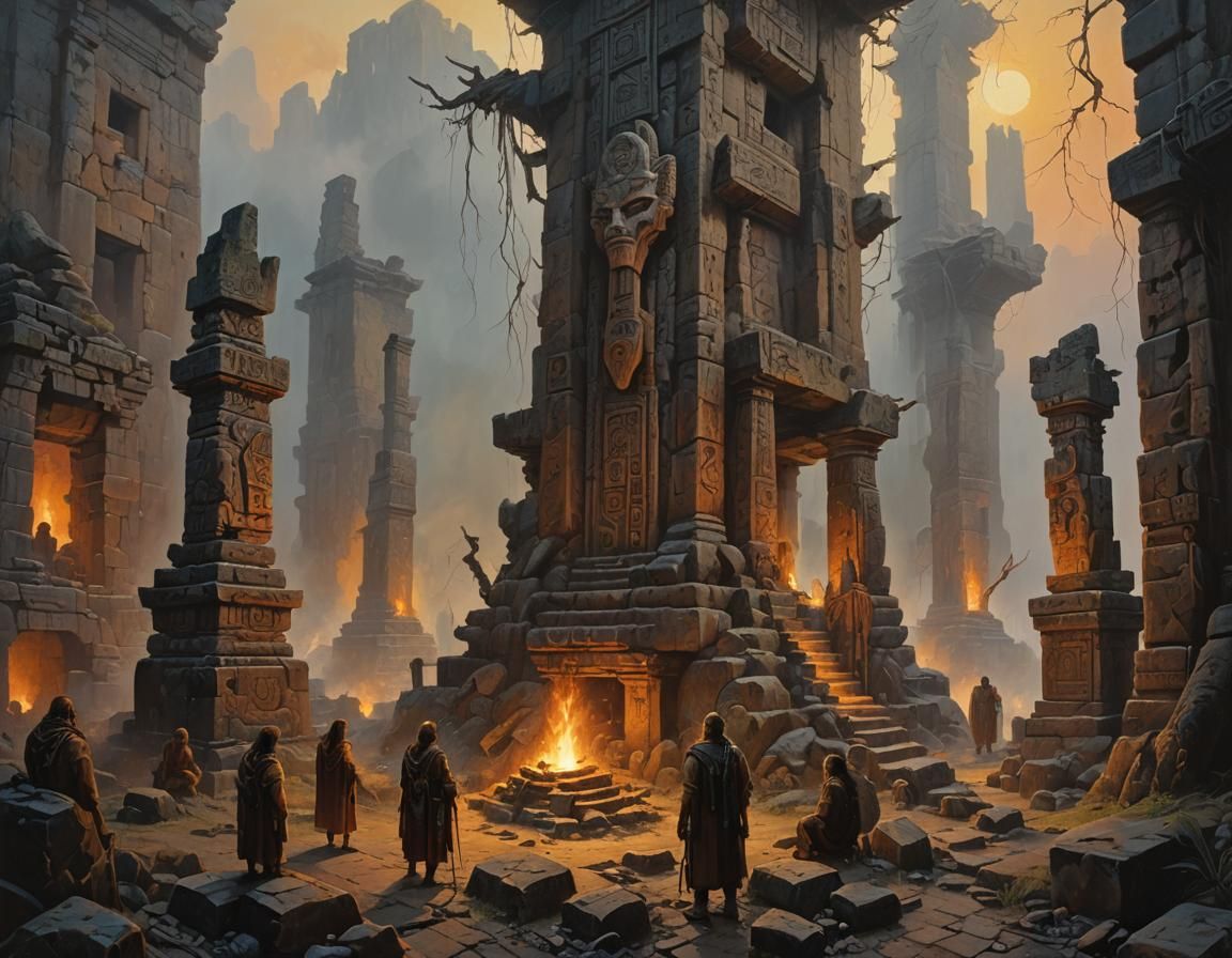 Eerie Ruins: Hungry Creatures and Ancient Totems