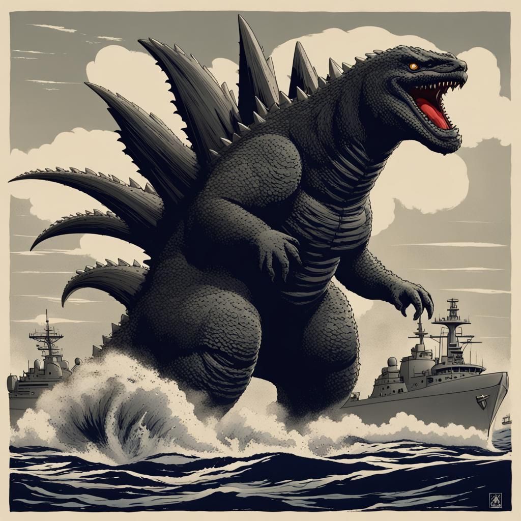 Godzilla Joins the Navy: A Digital Rendering