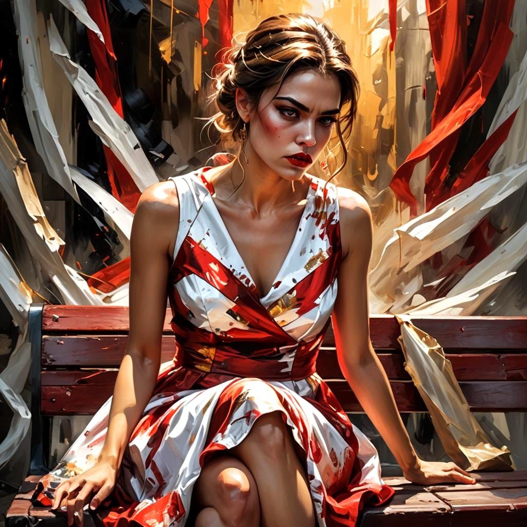 Beautiful Angry Woman Portrait in Detailed Matte Painting