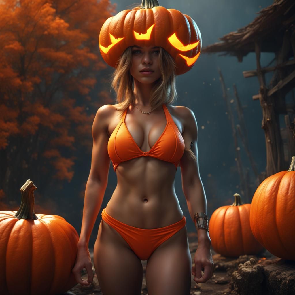 Girl in Pumpkin Bikini: Fantasy Concept Art