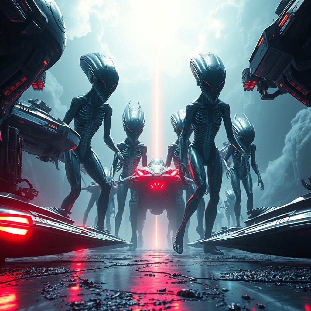 Metallic Aliens Unleash Intensity in Futuristic Sci-Fi Lands...