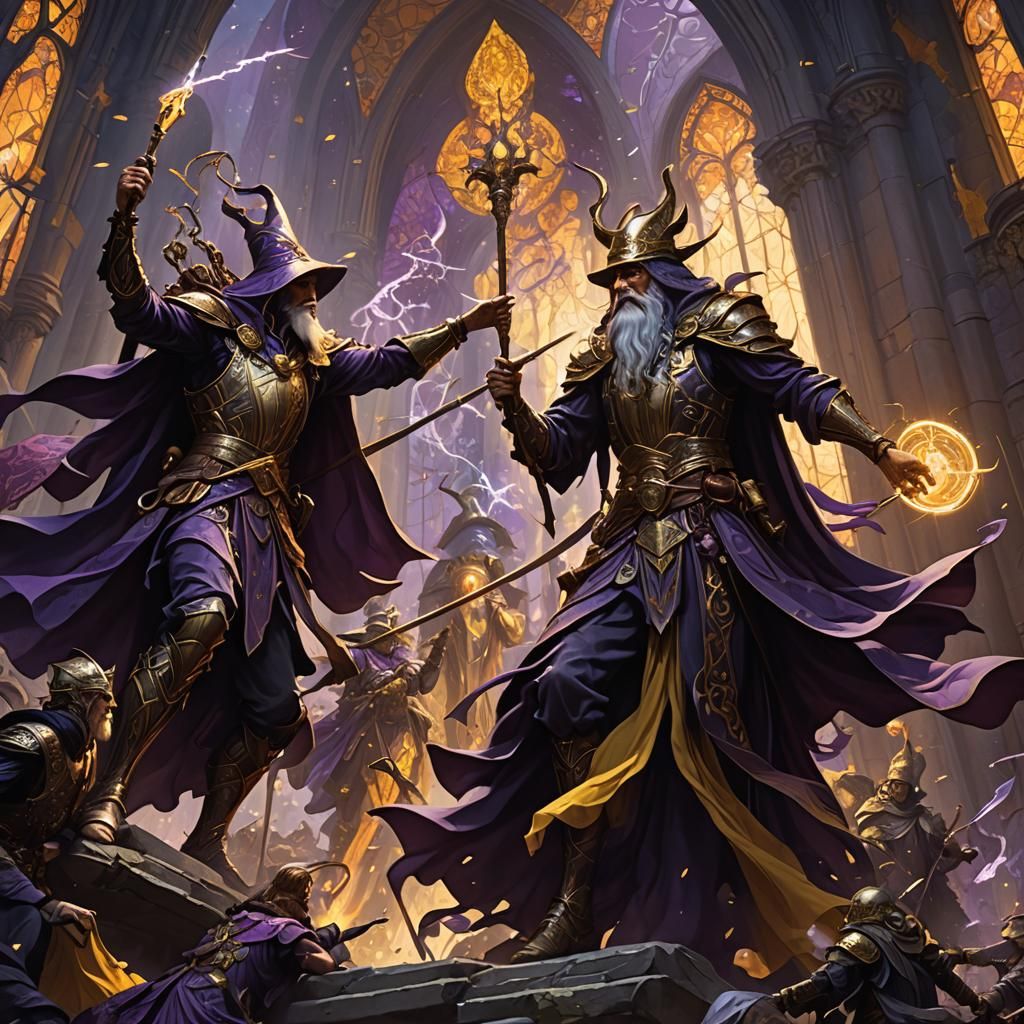 Epic Wizard Battle in Mystical Realm