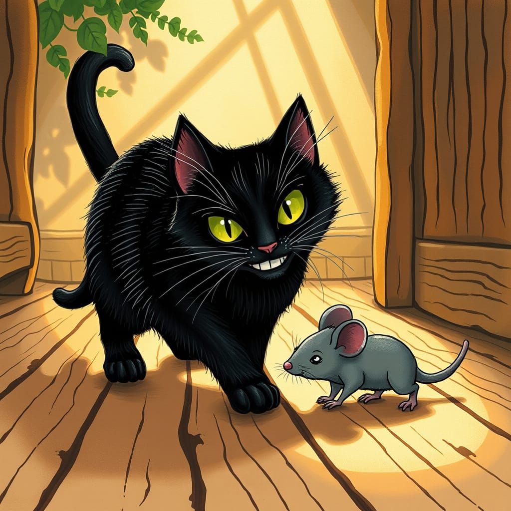 Mischief Makers: Whimsical Woodland Scene in Dreamlike Style