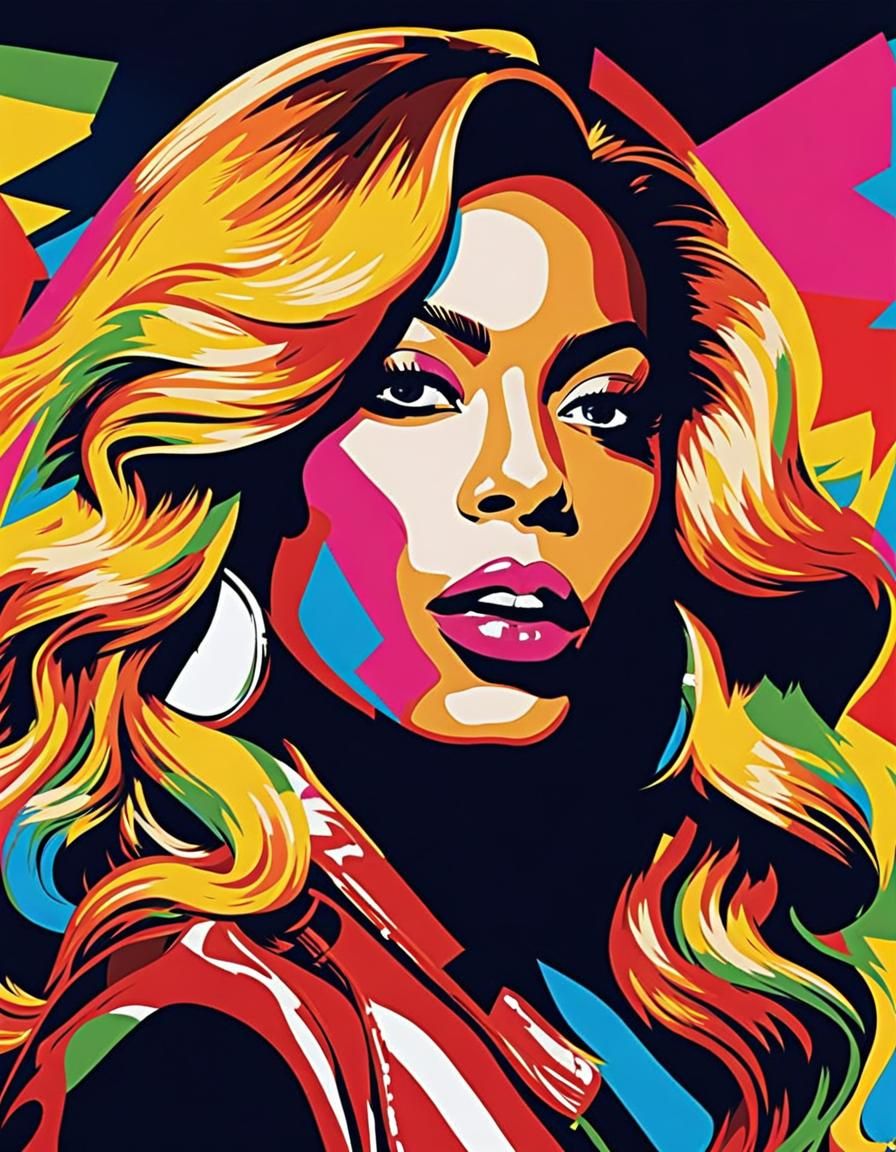 Beyonce Portrait in Andy Warhol Pop Art Style