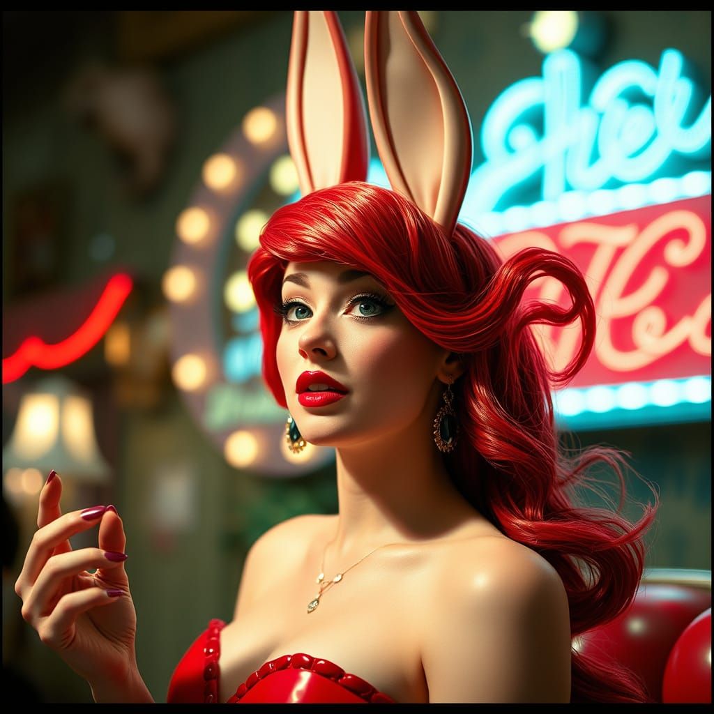 Glamorous Retro Cinema Goddess in Whimsical Film Noir Style