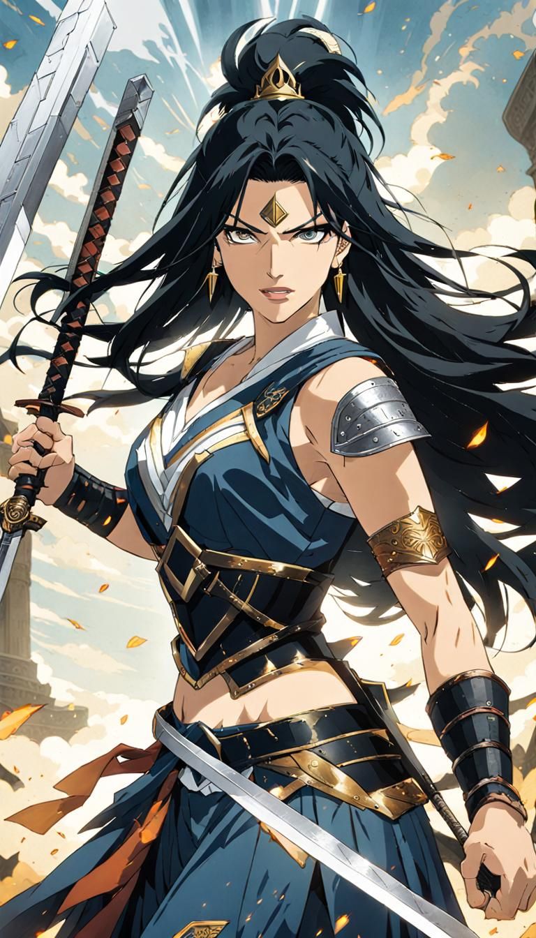 Anime Warrior Shouting in Coliseum