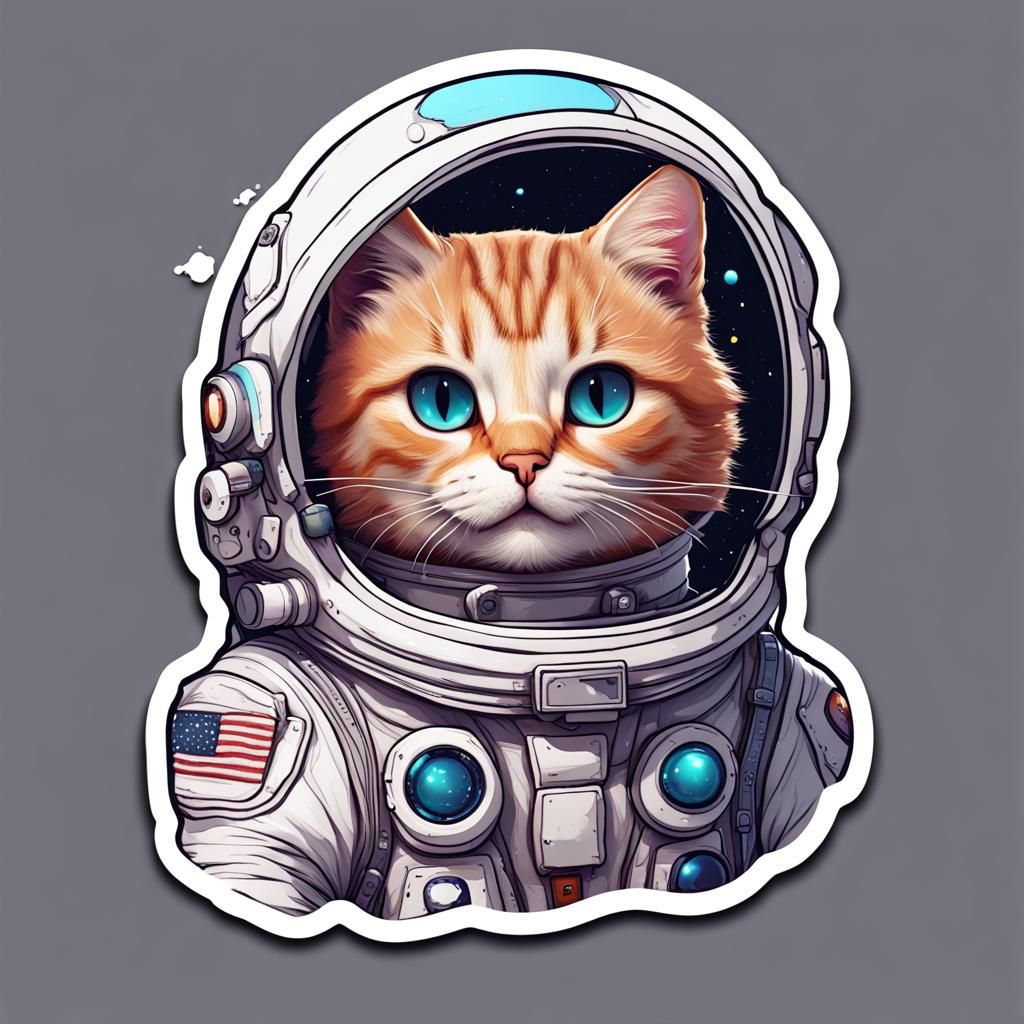 Astronaut Cat in Space: Detailed Matte Painting