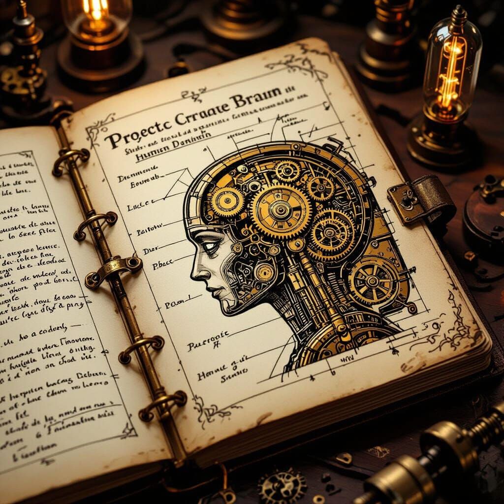 Steampunk Diary Sketch: Electronic Brain Project