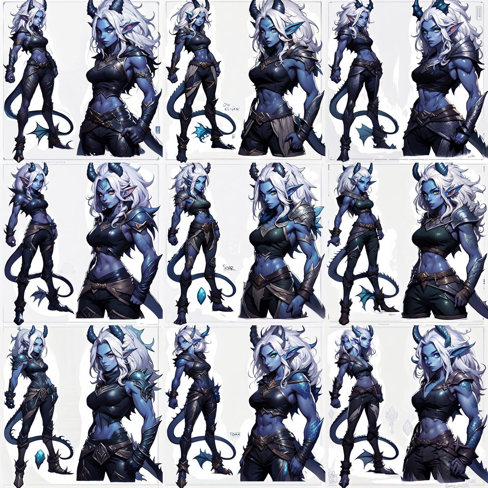 Blue Dragon Girl Character Design in Comic Style