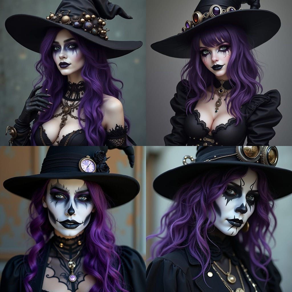 Steampunk Witch Doctor with Vibrant Purple Locks