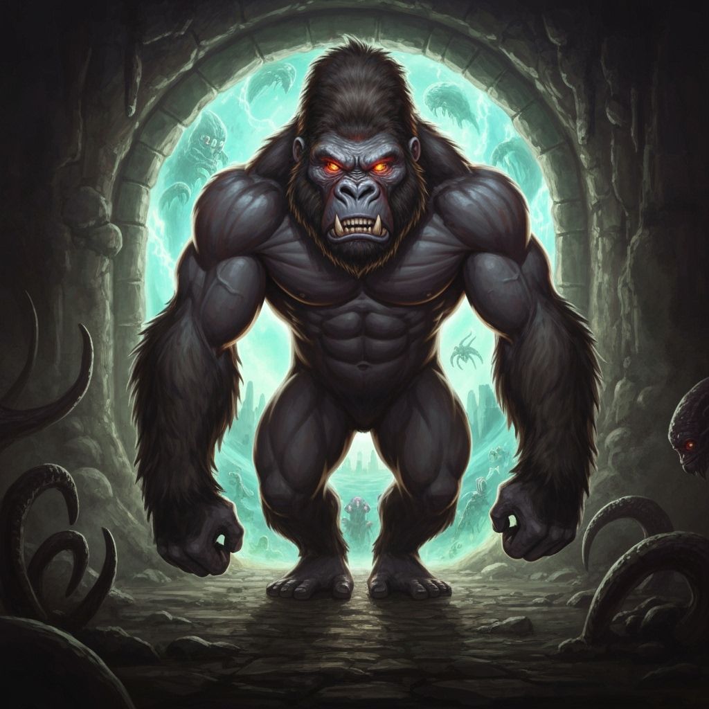 Anthropomorphic Gorilla Guards Interdimensional Portal in Di...