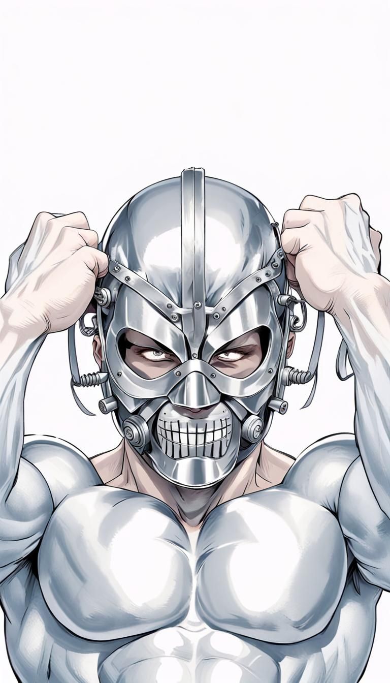 Cybernetic Muscle Man with Metal Mask