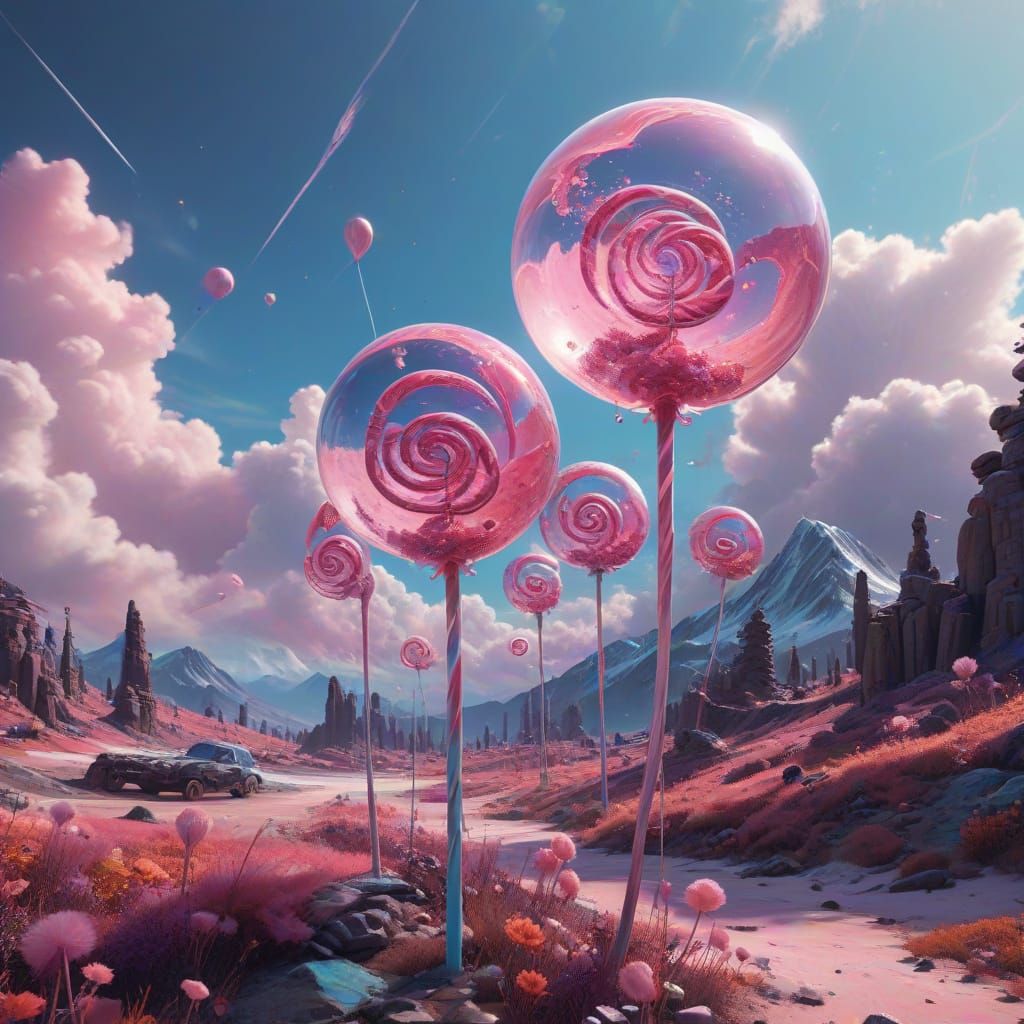 Vibrant Swirling Bubblegum Universe Digital Art