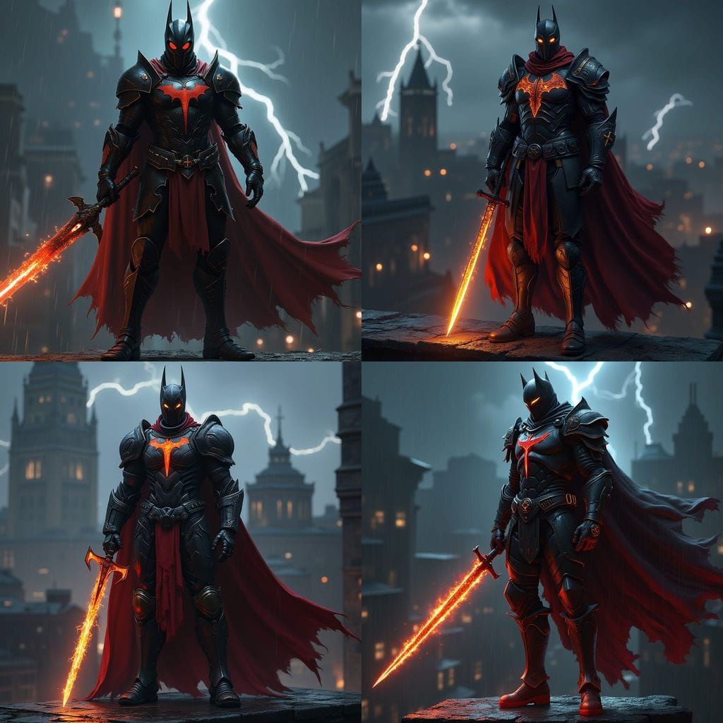 Azrael Concept Art on Gotham Rooftop in Arkham Style