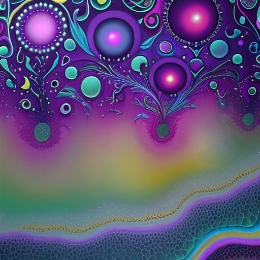 Psychedelic Underwater Thought Forms: Fantasy Painting