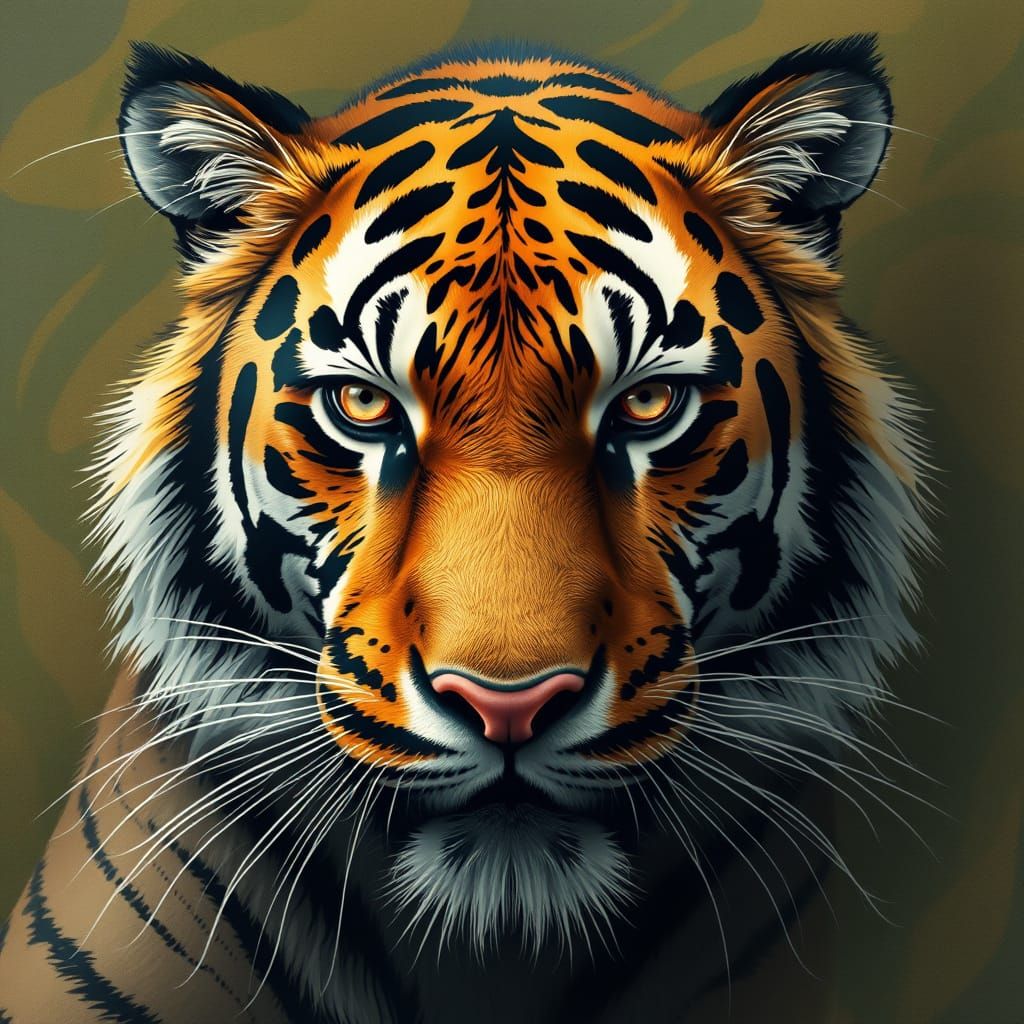 Tiger Camouflaged in Dense Jungle Foliage