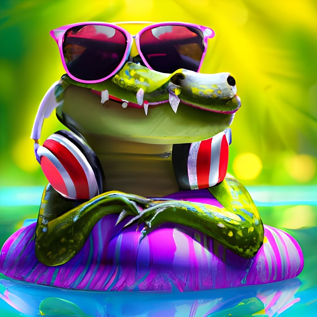 Cute Crocodile Relaxing in Pool, Hyperdetailed Portrait