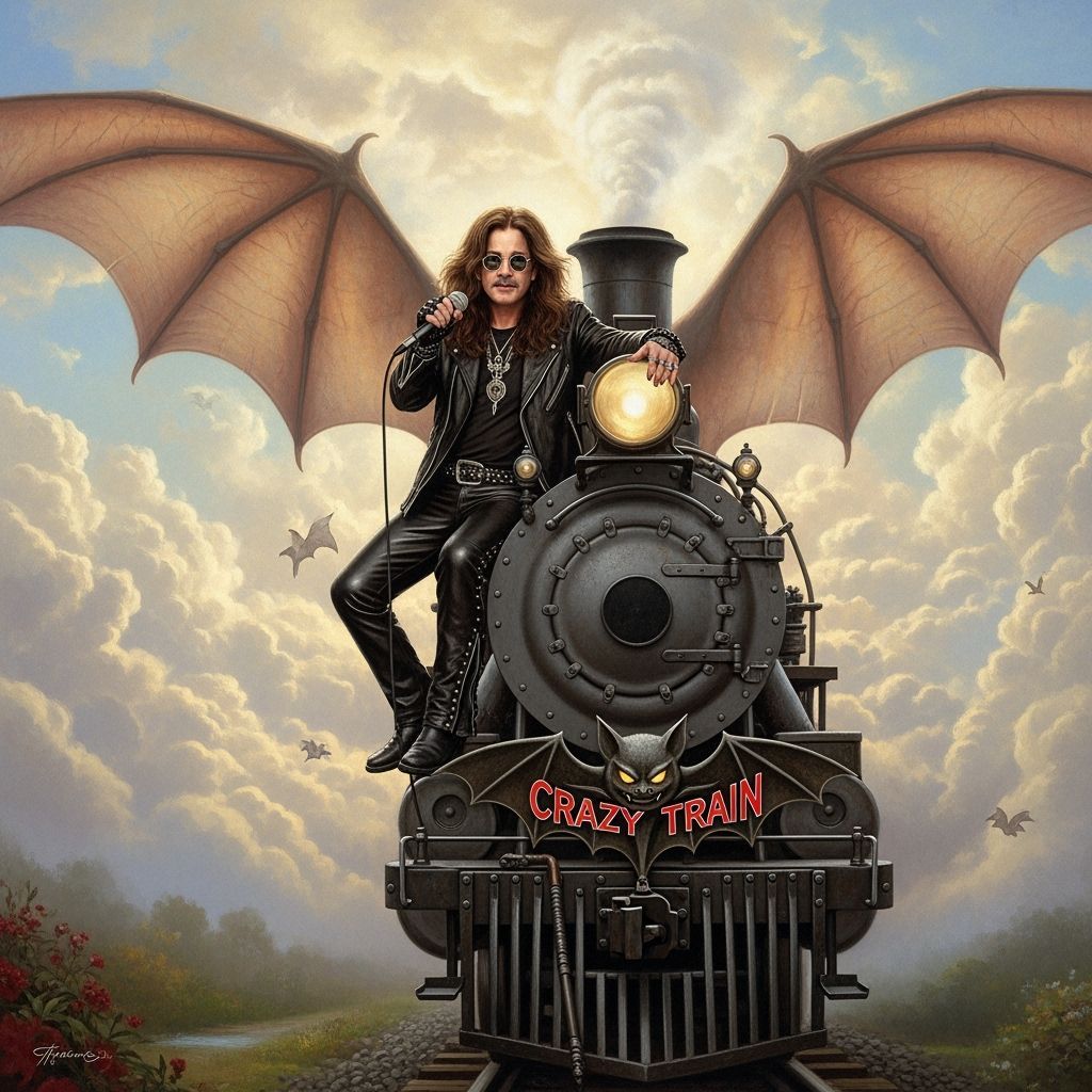 Ozzy Osbourne on Crazy Train as Oil Painting