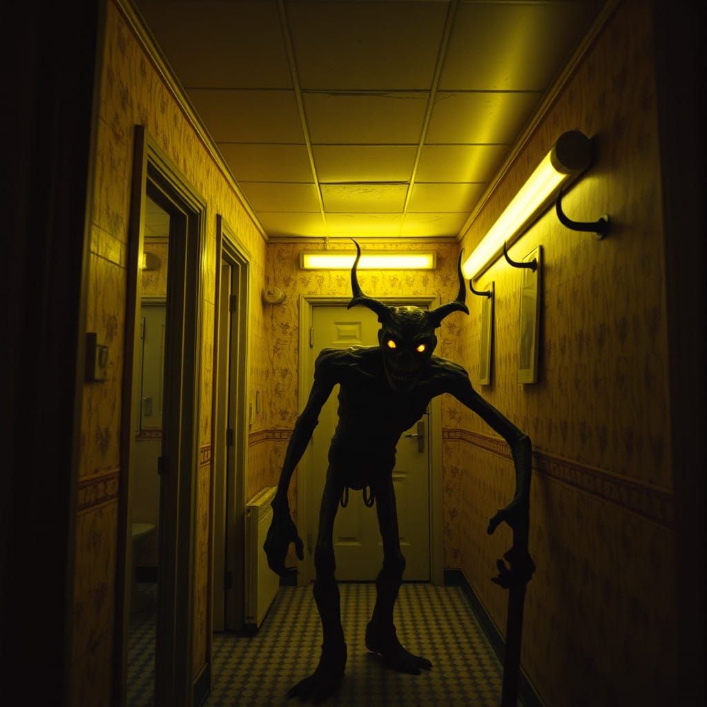 Gritty Liminal Backrooms in Distressed Sepia VHS Style