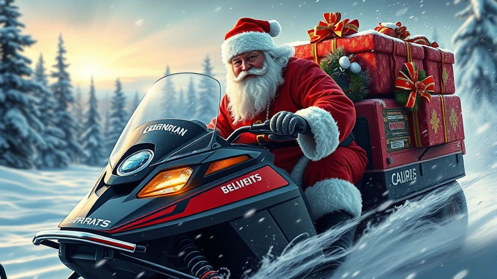 Santa on Snowmobile: Hyperrealistic Christmas Delivery