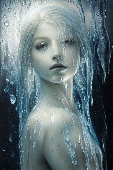 Gorgeous Ice Statue Portrait in Gouache Style
