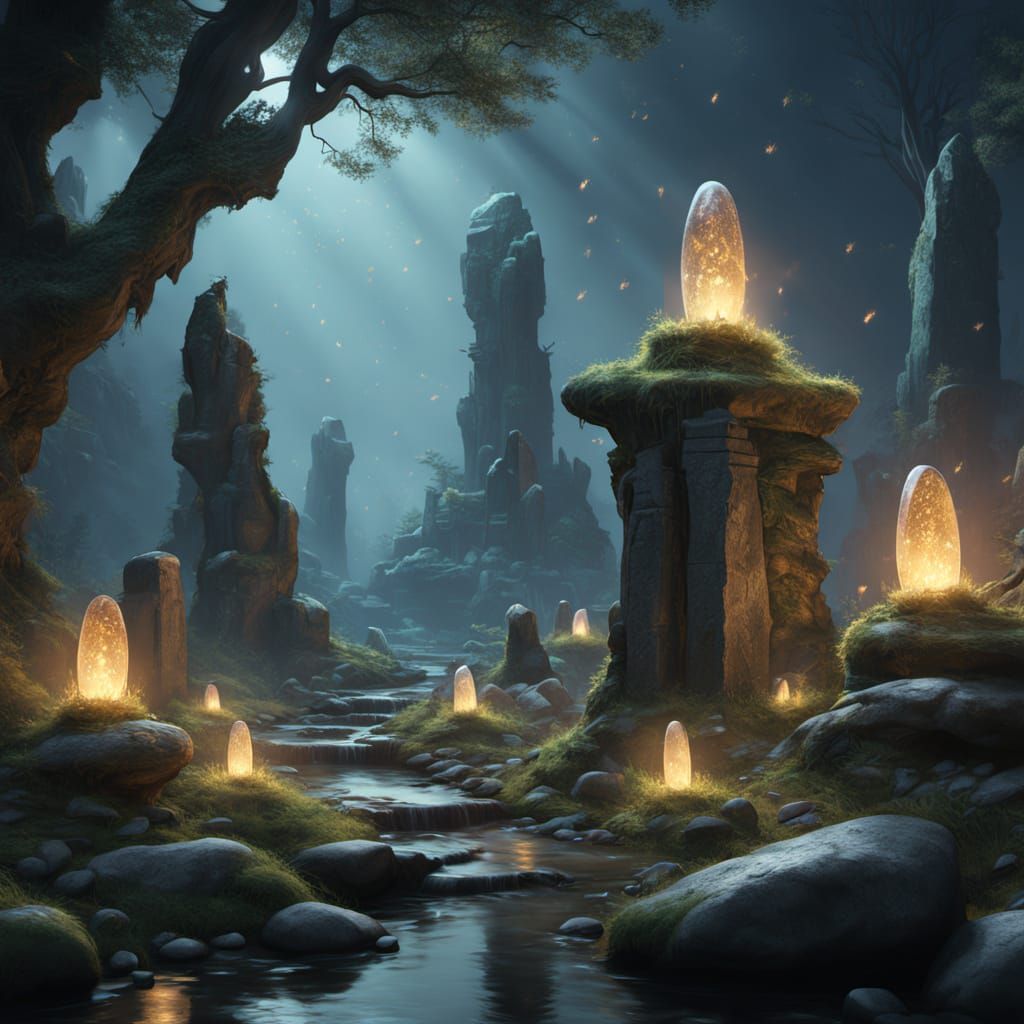 Chibi Druid Communicating with Nature Spirits