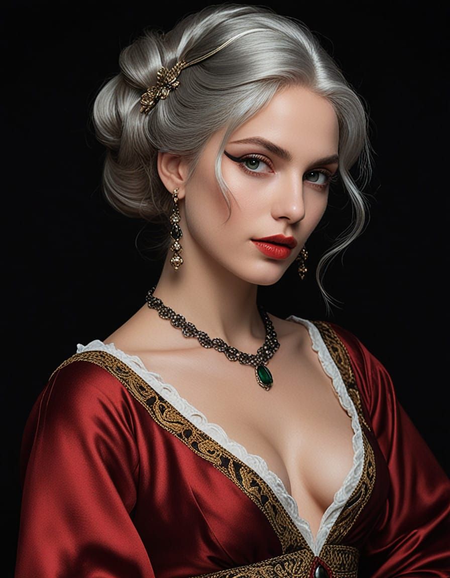 Elegant Enchantress in Velvet Darkness