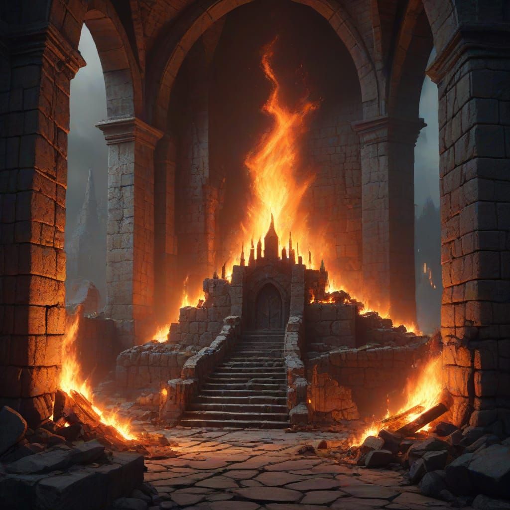 Epic Dark Fantasy Hero in a Ruined Castle