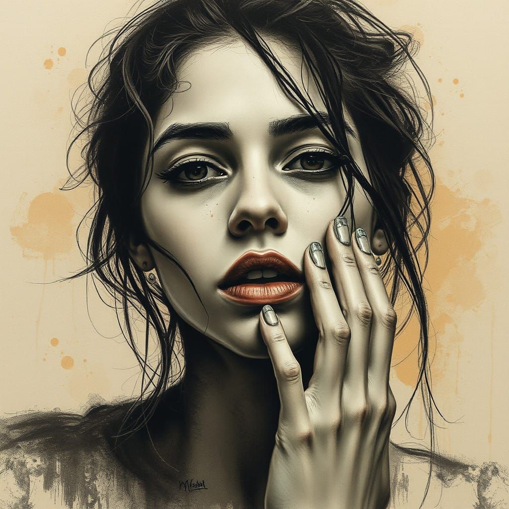 Emotive Portrait in Charcoal and Sepia