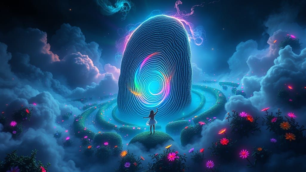 Mystical Fingerprint Maze in a Black Sapphire Huescape