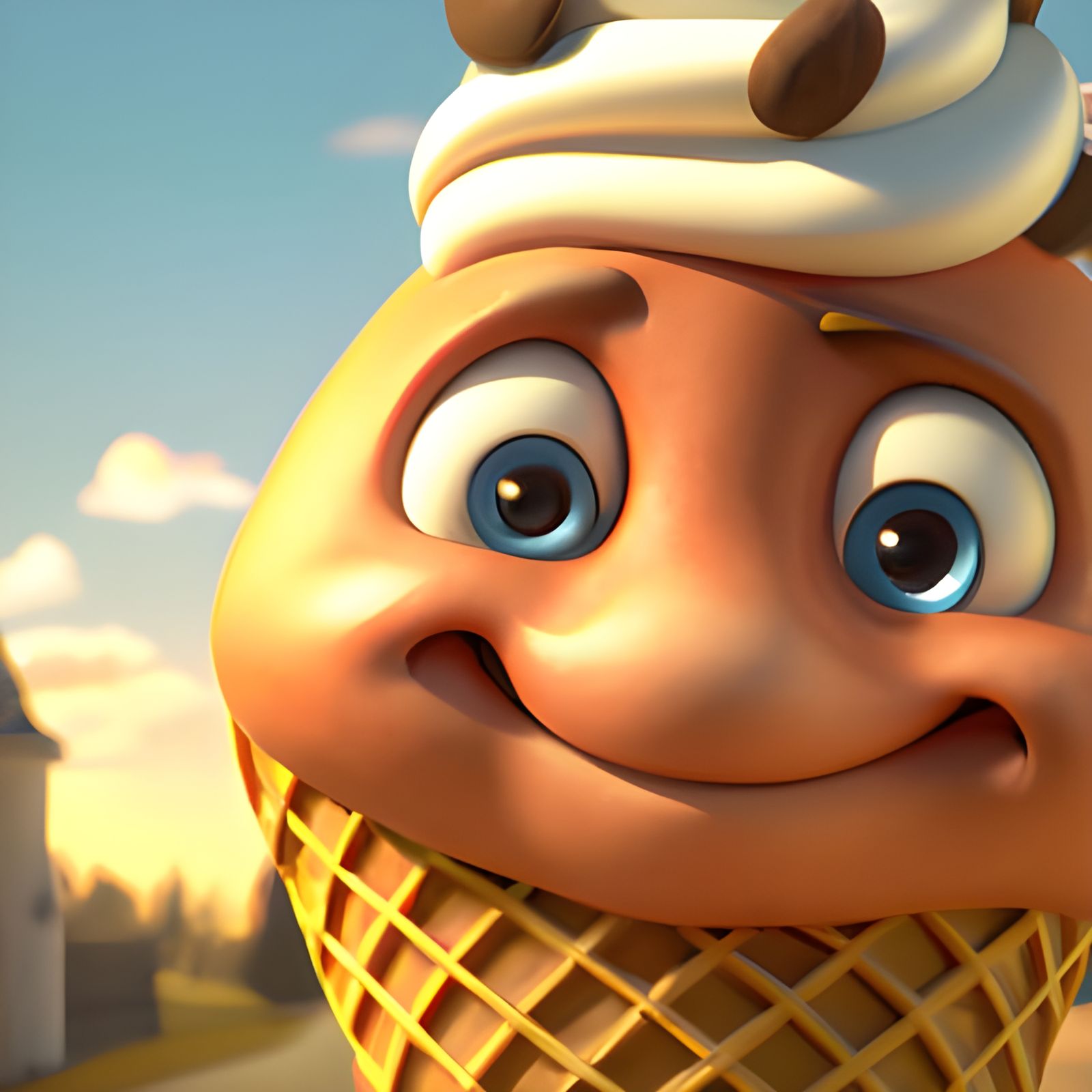 Adorable Ice Cream Cone on a Sunny Day