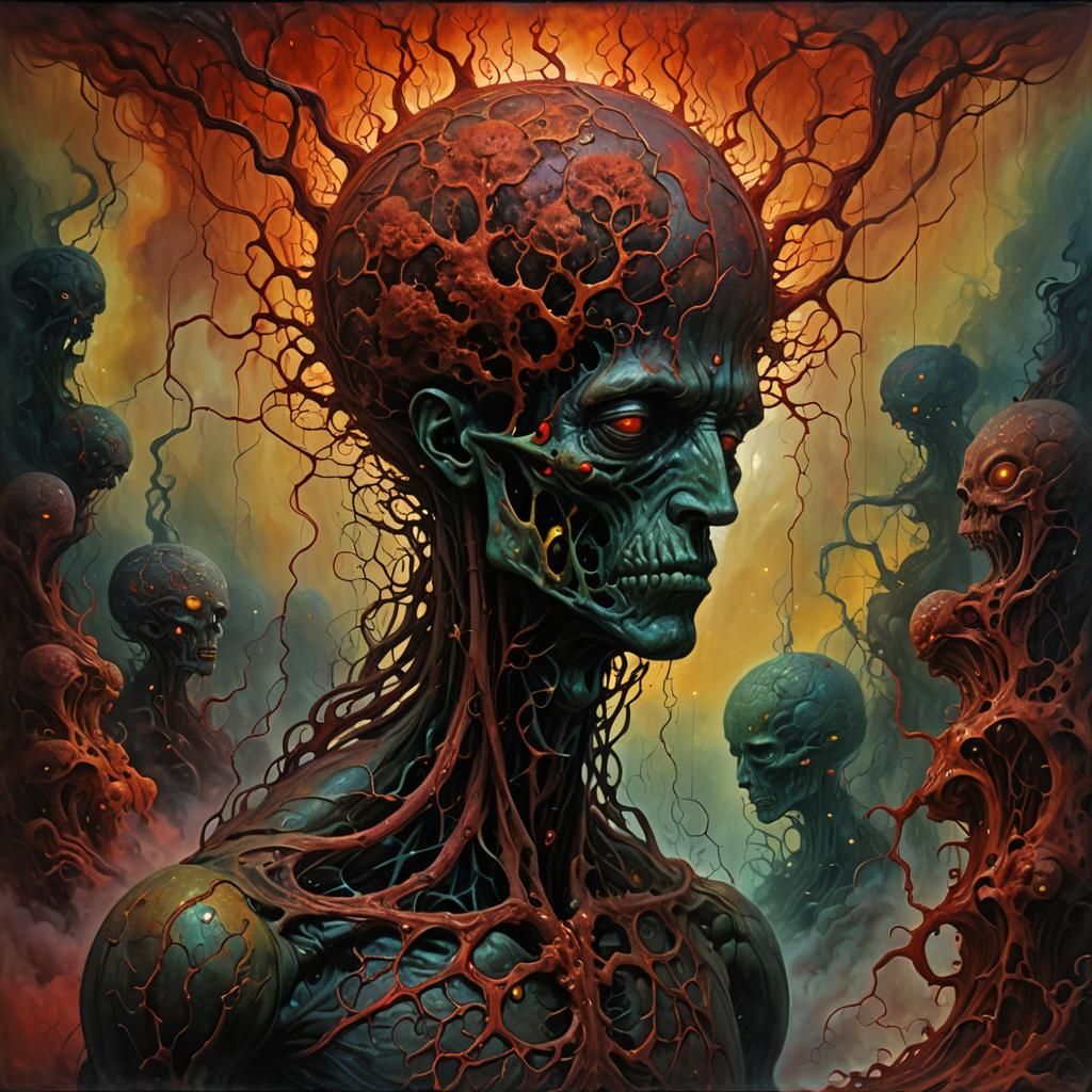 Surreal Cerebral Cortex in Oily Biomechanical Style