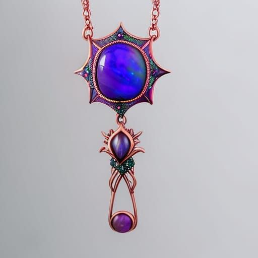 Ethereal gothic rose gold necklace with purple opal pendant ...