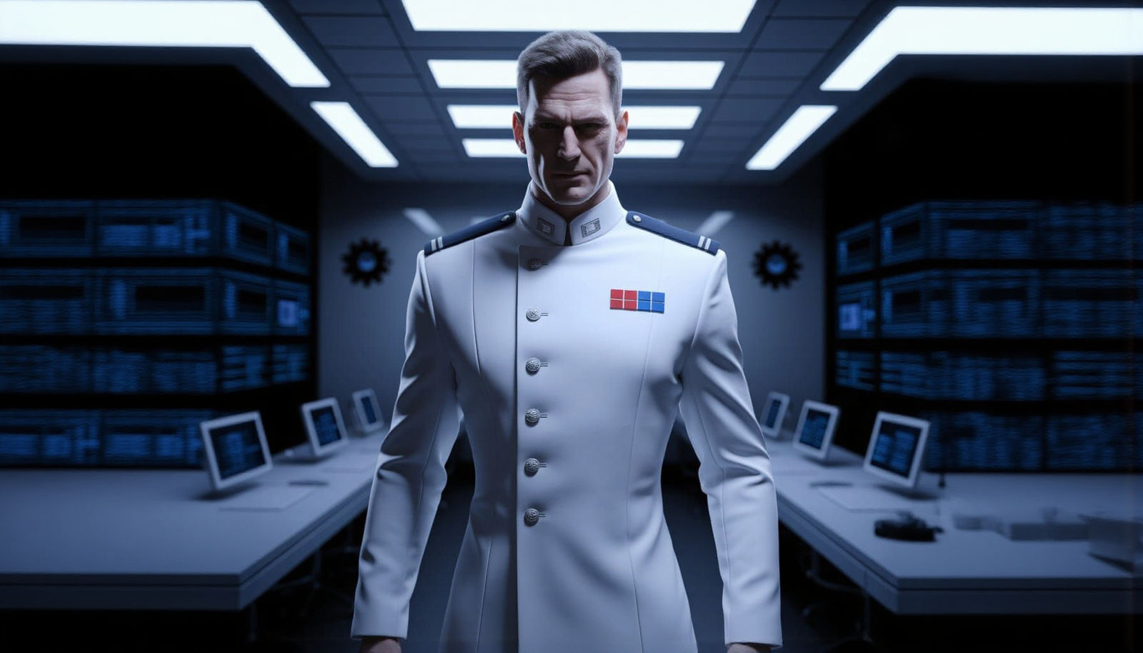 Imperial Officer Portrait in High-Tech Setting