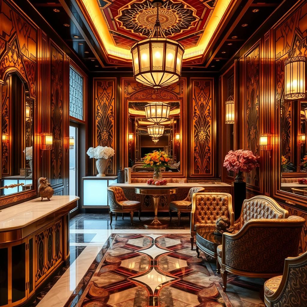 Opulent Art Deco Interior with Geometric Patterns