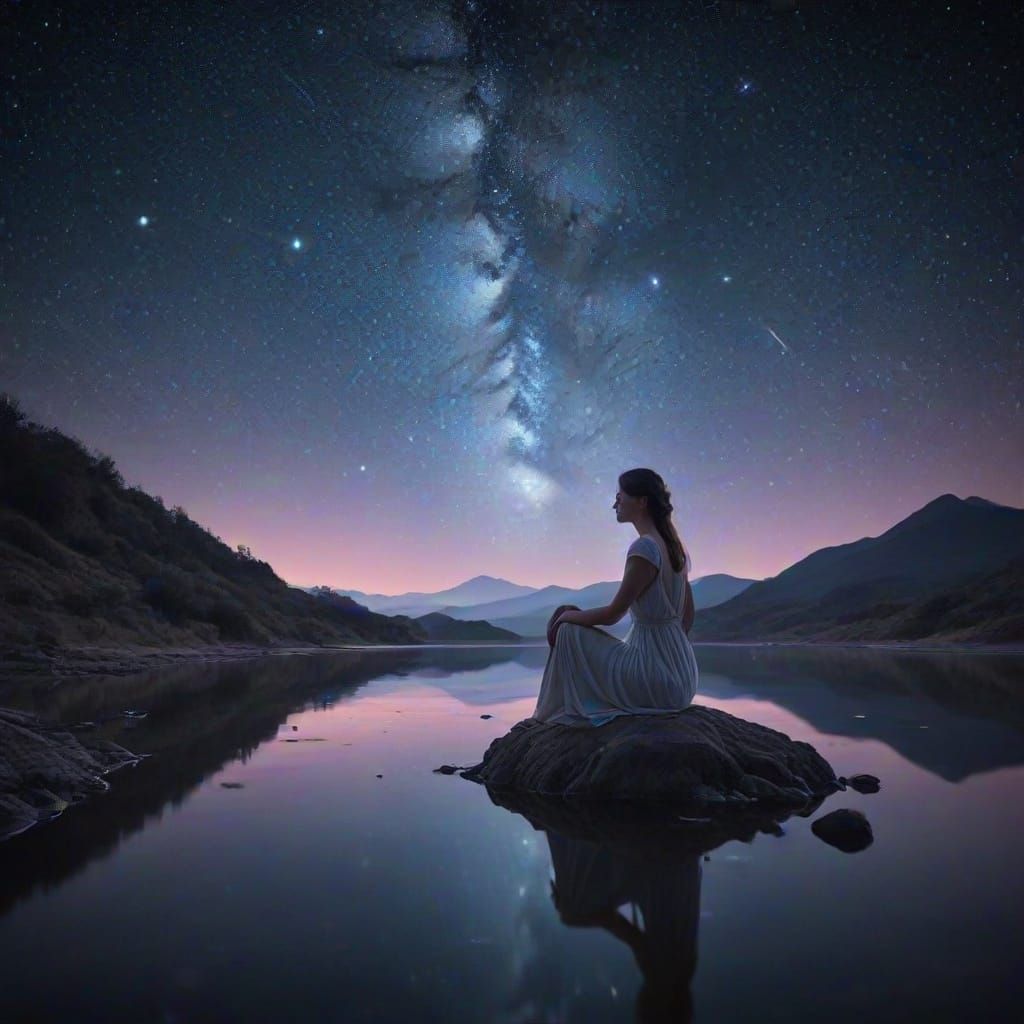 Ethereal Surrealist Figure in Celestial Glow